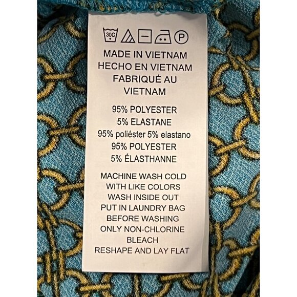 Michael Kors Extra Large Women Ruch Button Chain Blouse Milos Blue Top NWT New - Picture 7 of 8